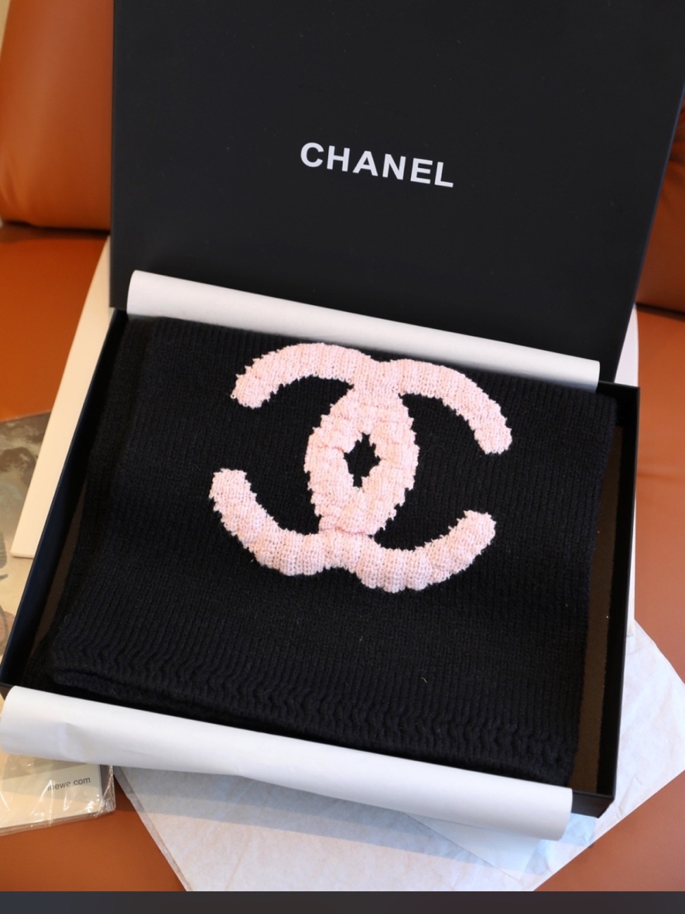 Black Baby Pink Fashion Letter C Logo Winter Warm knit Scarf